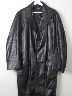 Men's Vintage Black Leather Coat M