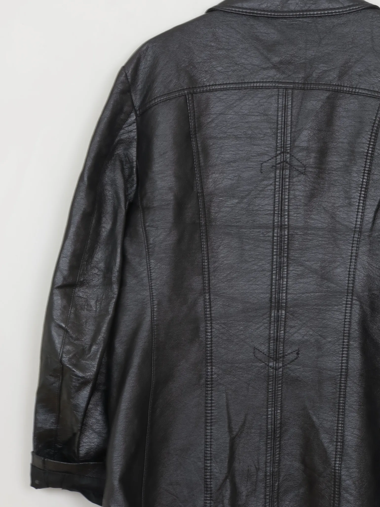 Men's Vintage Black Leatherette PVC 70s Jacket S