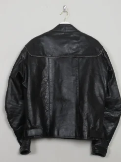 Men's Vintage Black Leather Biker Jacket M