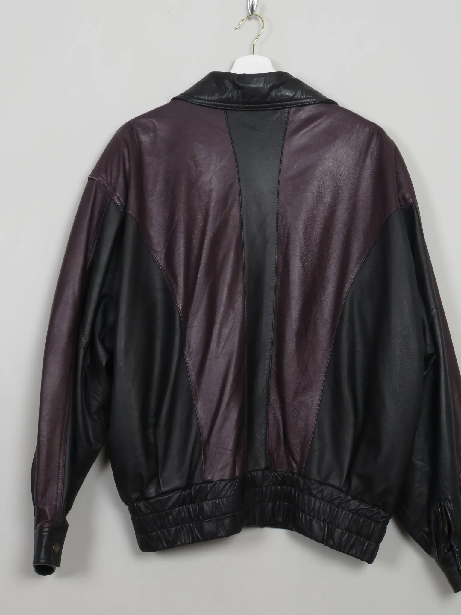 Men's Vintage Black Leather Bomber Jacket M