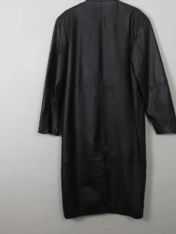 Men's Vintage Black Leather Coat L/XL