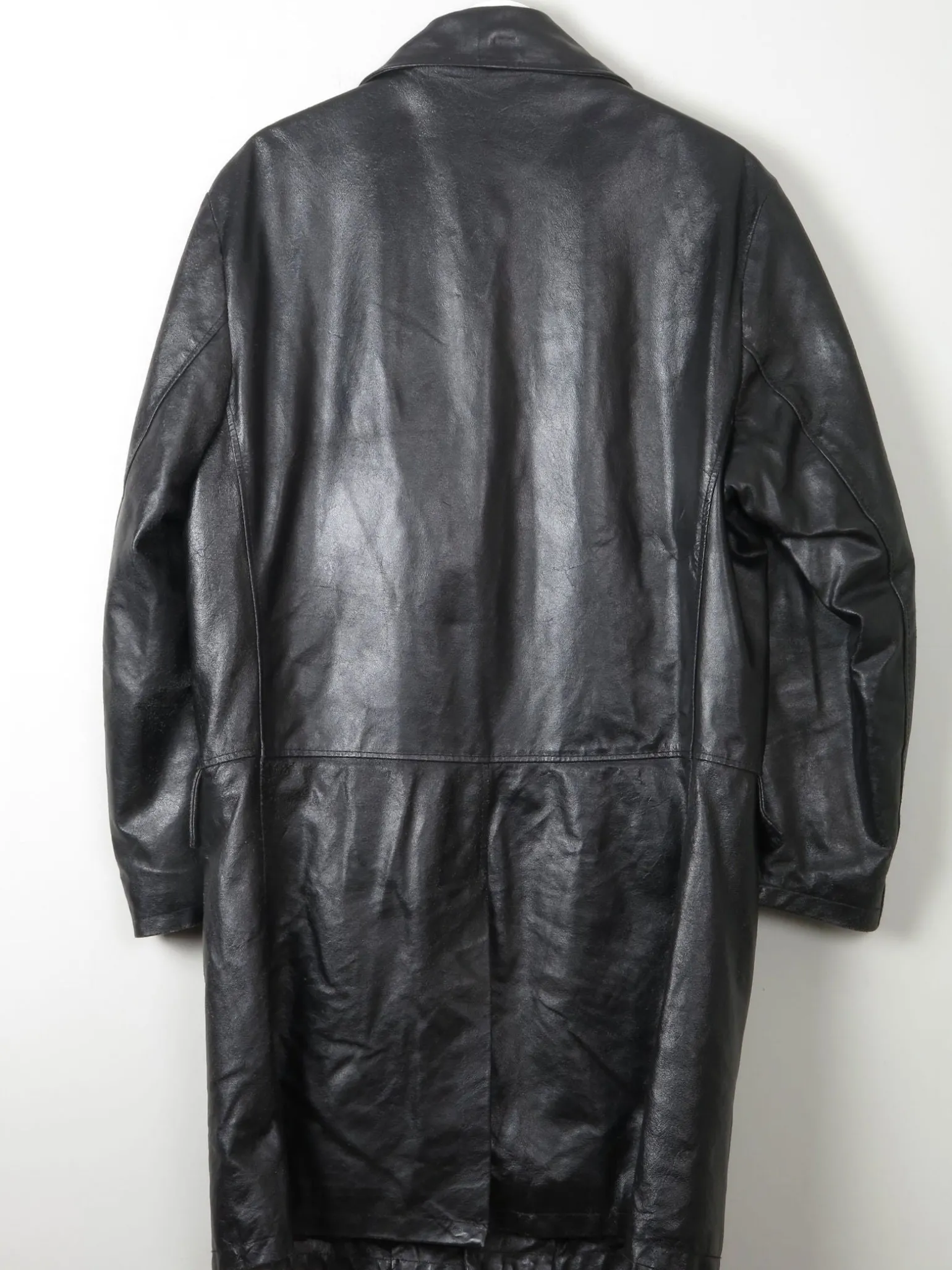 Men's Vintage Black Leather Coat M