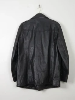 Men's Vintage Black Leather German Police Jacket M
