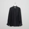 Men's Vintage Black Silk Shirt XL