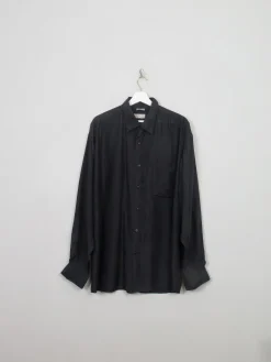 Men's Vintage Black Silk Shirt XL