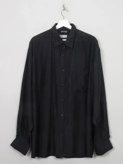 Men's Vintage Black Silk Shirt XL