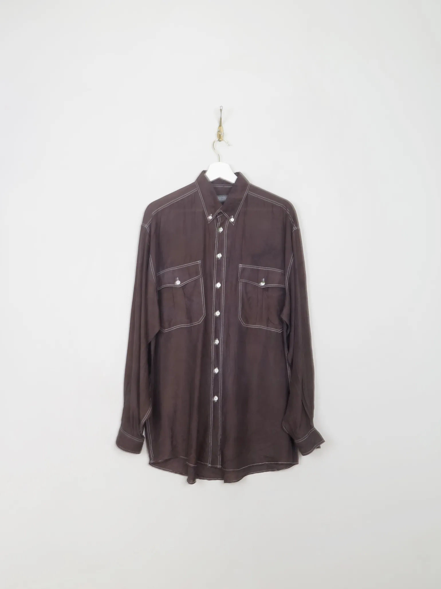 Men's Vintage Black Silk Shirt M