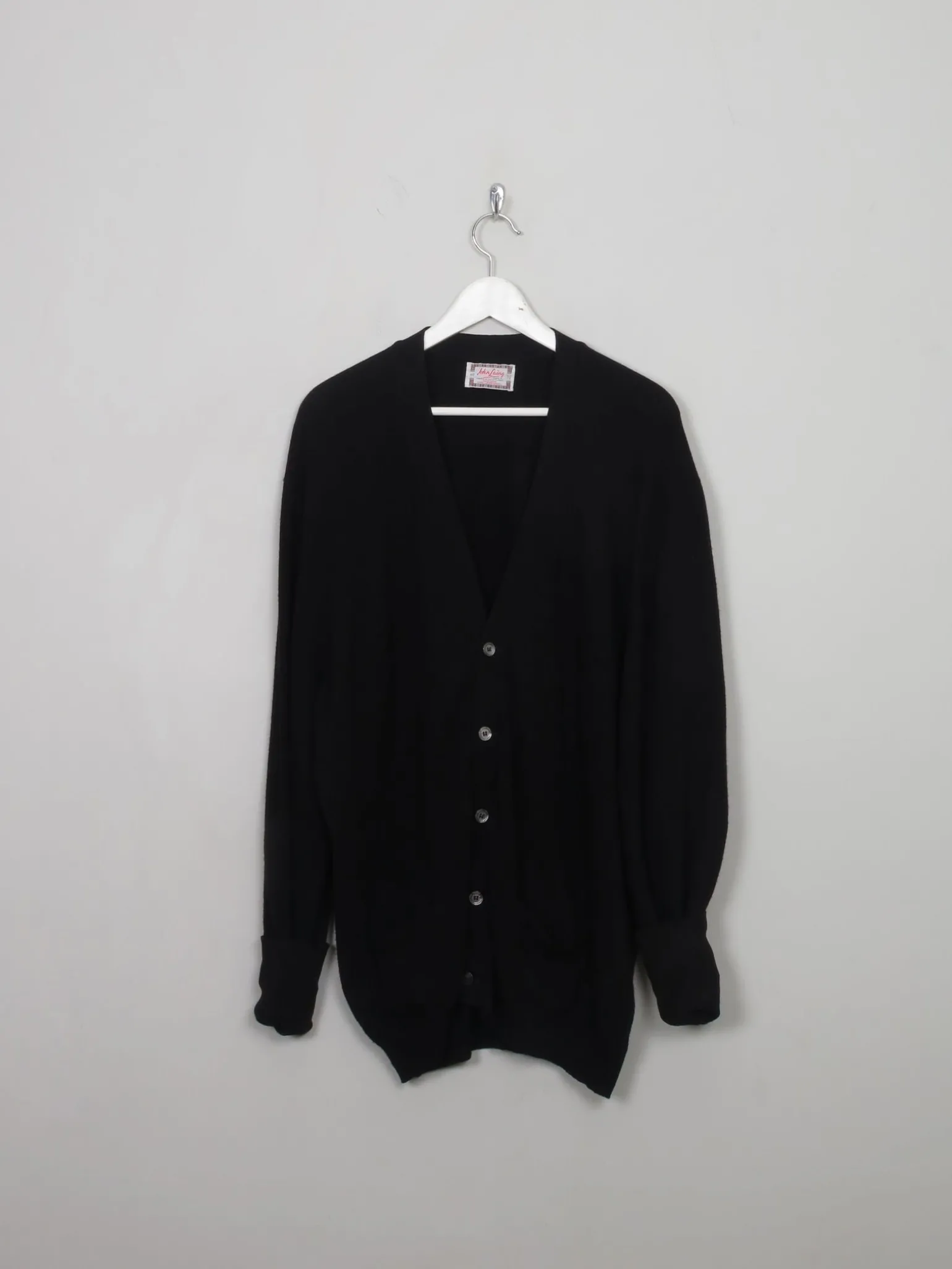 Men's Vintage Black Wool Cardigan L/XL