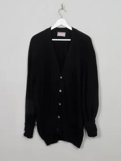 Men's Vintage Black Wool Cardigan L/XL
