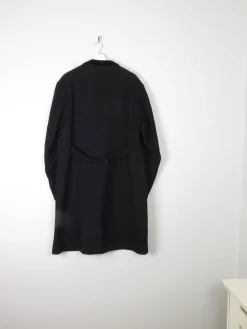 Men's Vintage Black Wool Coat With Velvet Collar 1940s 44