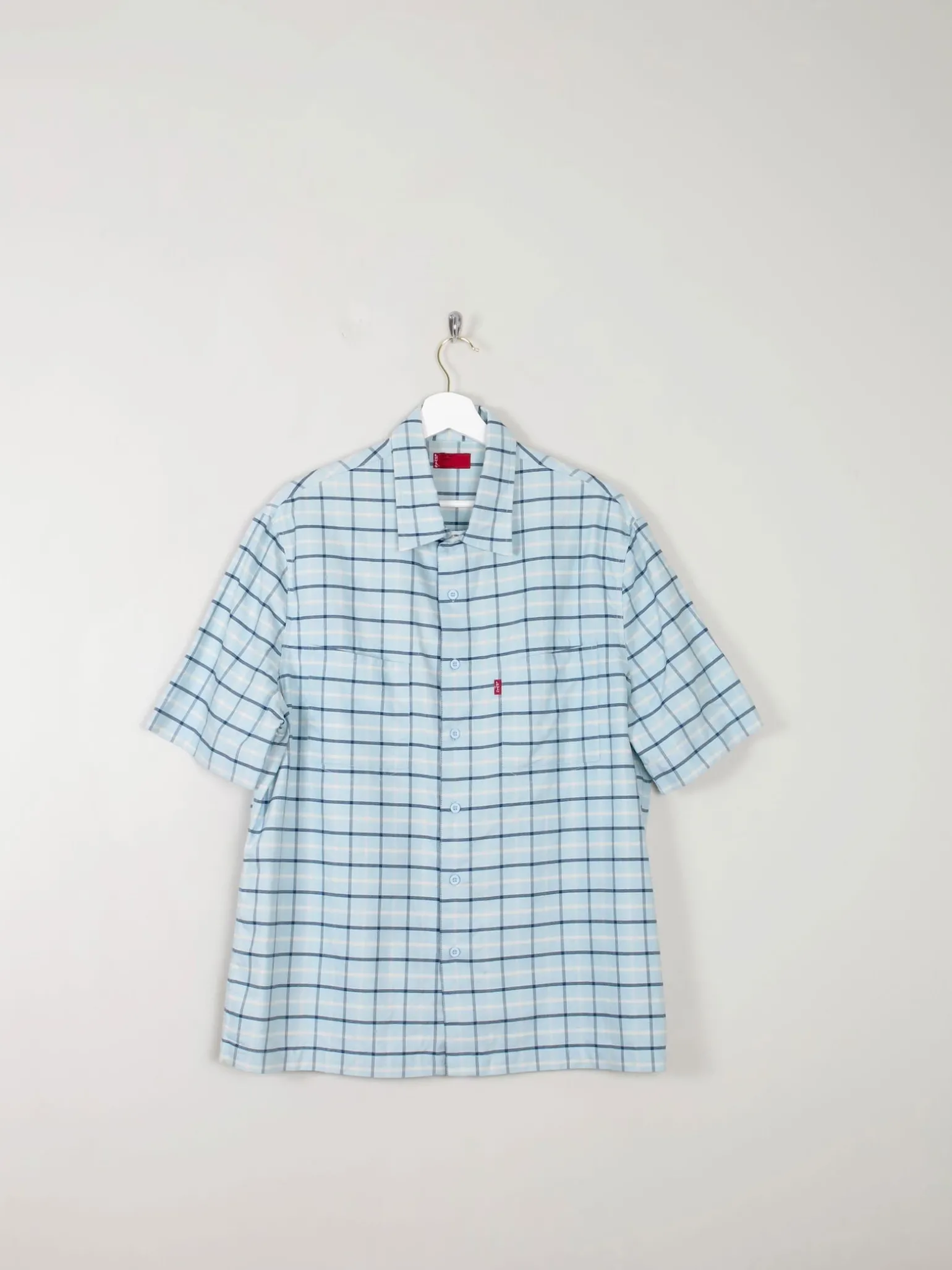 Men's Vintage Blue Check  Shirt L