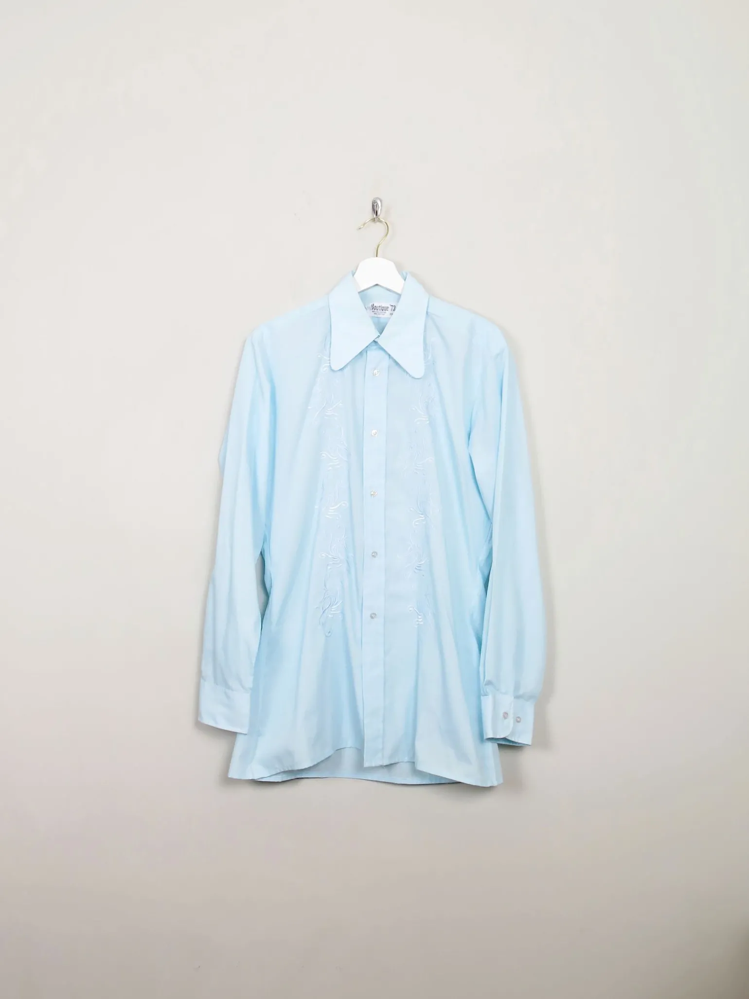 Men's Vintage Blue Embroidered Shirt S/M