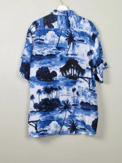 Men's Vintage Blue Hawaiian Shirt XL