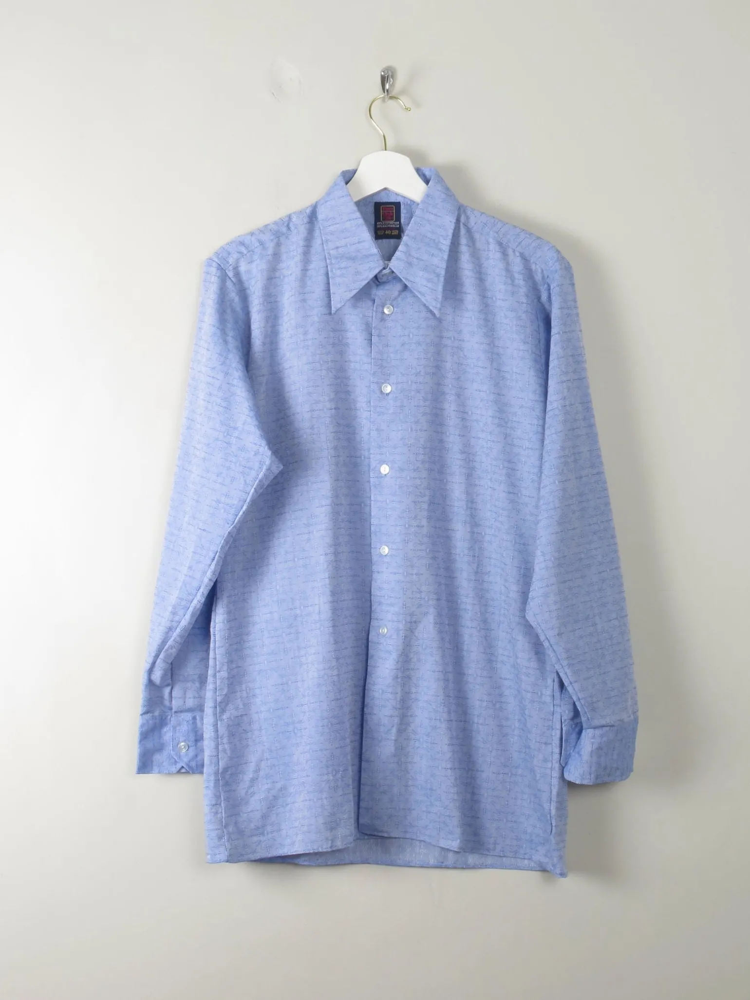 Men's Vintage Blue Patterned Shirt L