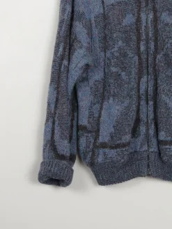 Men's Vintage Blue Wool Zip Cardigan Marc Bellini M