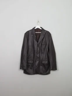 Men's Vintage Brown Leather Jacket Tailored L/42