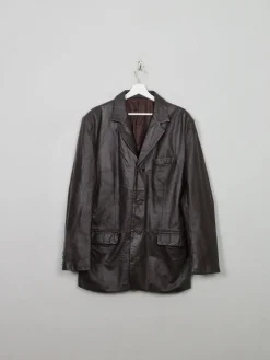 Men's Vintage Brown Leather Jacket Tailored L/42