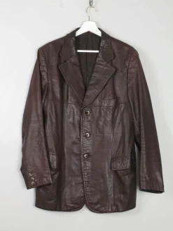 Men's Vintage Brown Leather 1970s Jacket M