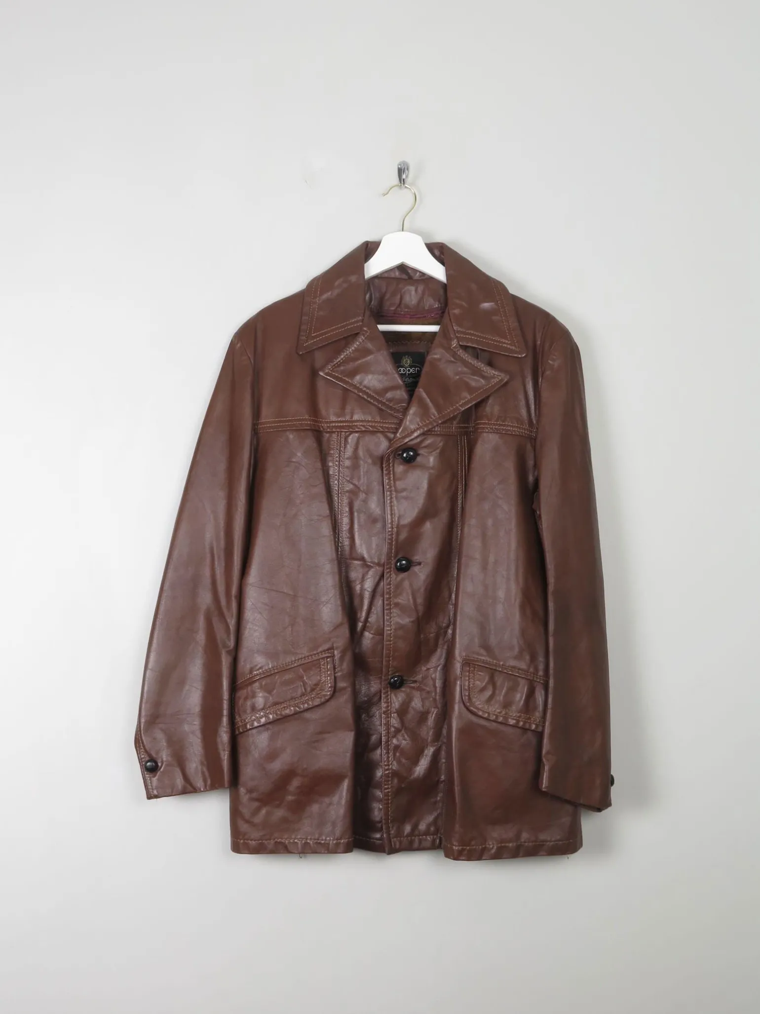 Men's Vintage Brown Leather Jacket M