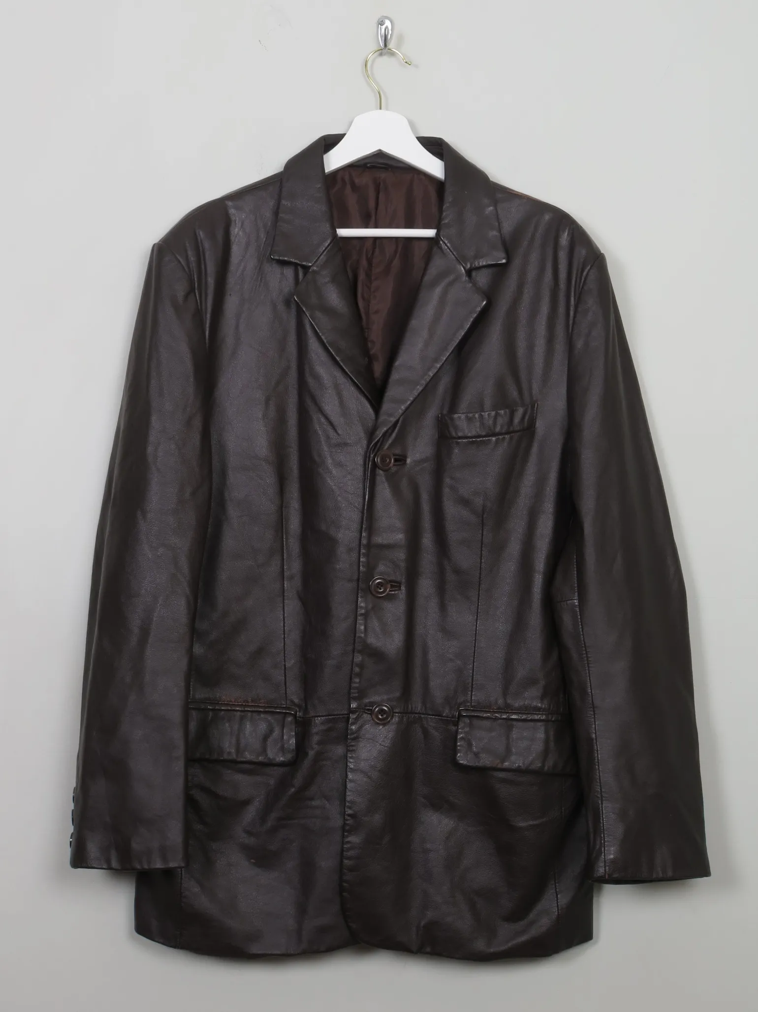 Men's Vintage Brown Leather Jacket Tailored L/42