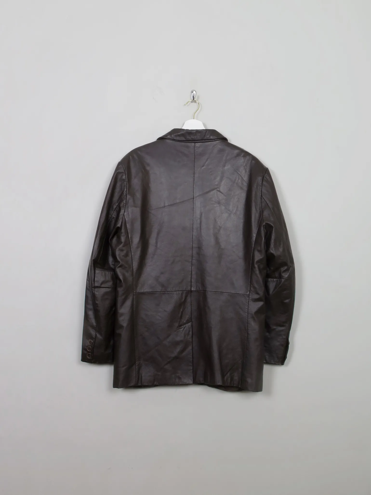 Men's Vintage Brown Leather Jacket Tailored L/42
