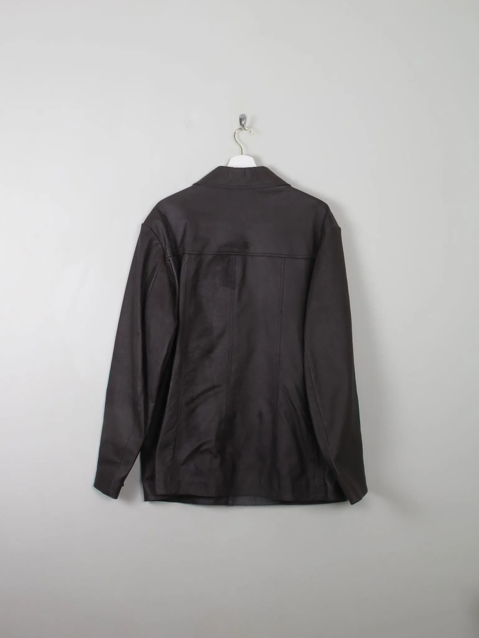 Men's Vintage Brown Leather Jacket L 44