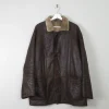 Mens Vintage Brown Sheepskin 3/4 Coat L/XL