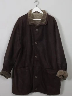 Men's Vintage Brown Sheepskin Short Coat XL