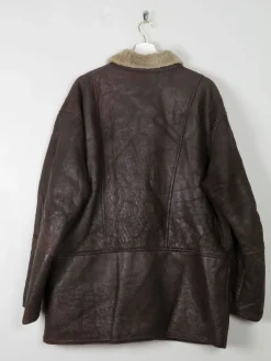 Mens Vintage Brown Sheepskin 3/4 Coat L/XL