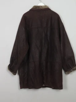 Men's Vintage Brown Sheepskin Short Coat XL