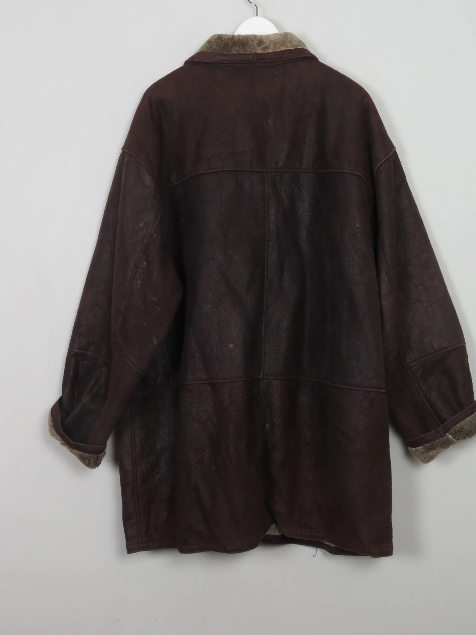 Men's Vintage Brown Sheepskin Short Coat XL