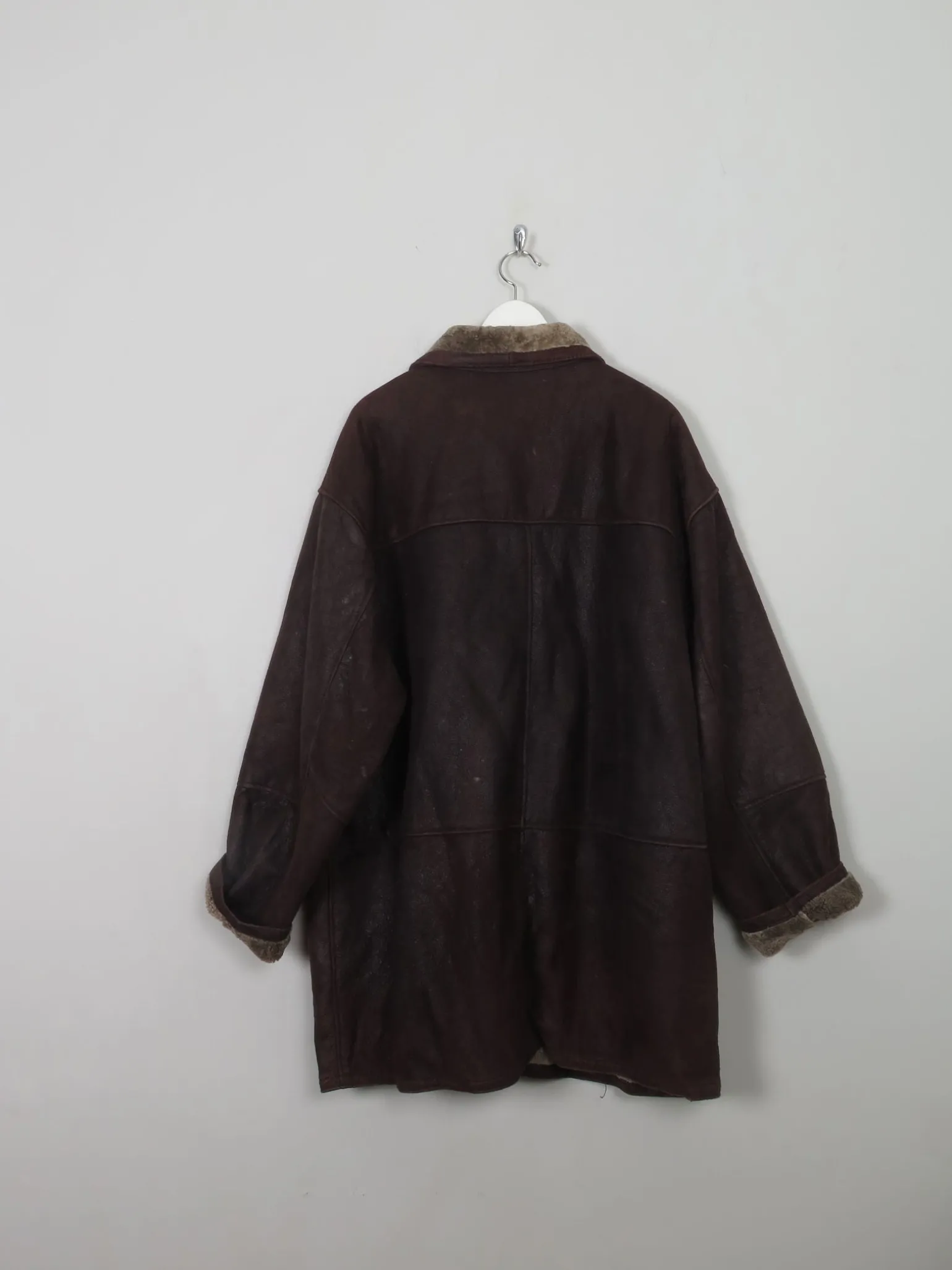 Men's Vintage Brown Sheepskin Short Coat XL