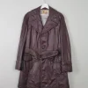 Men's Vintage Burgundy Leather 3/4 Coat M