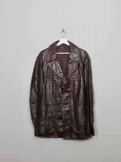 Men's Vintage Burgundy Leather Jacket L