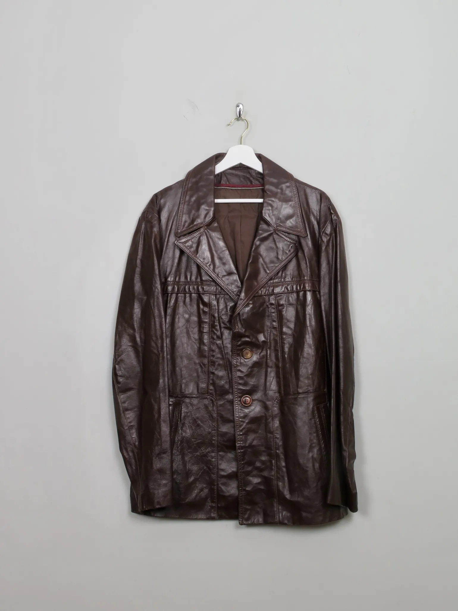 Men's Vintage Burgundy Leather Jacket L