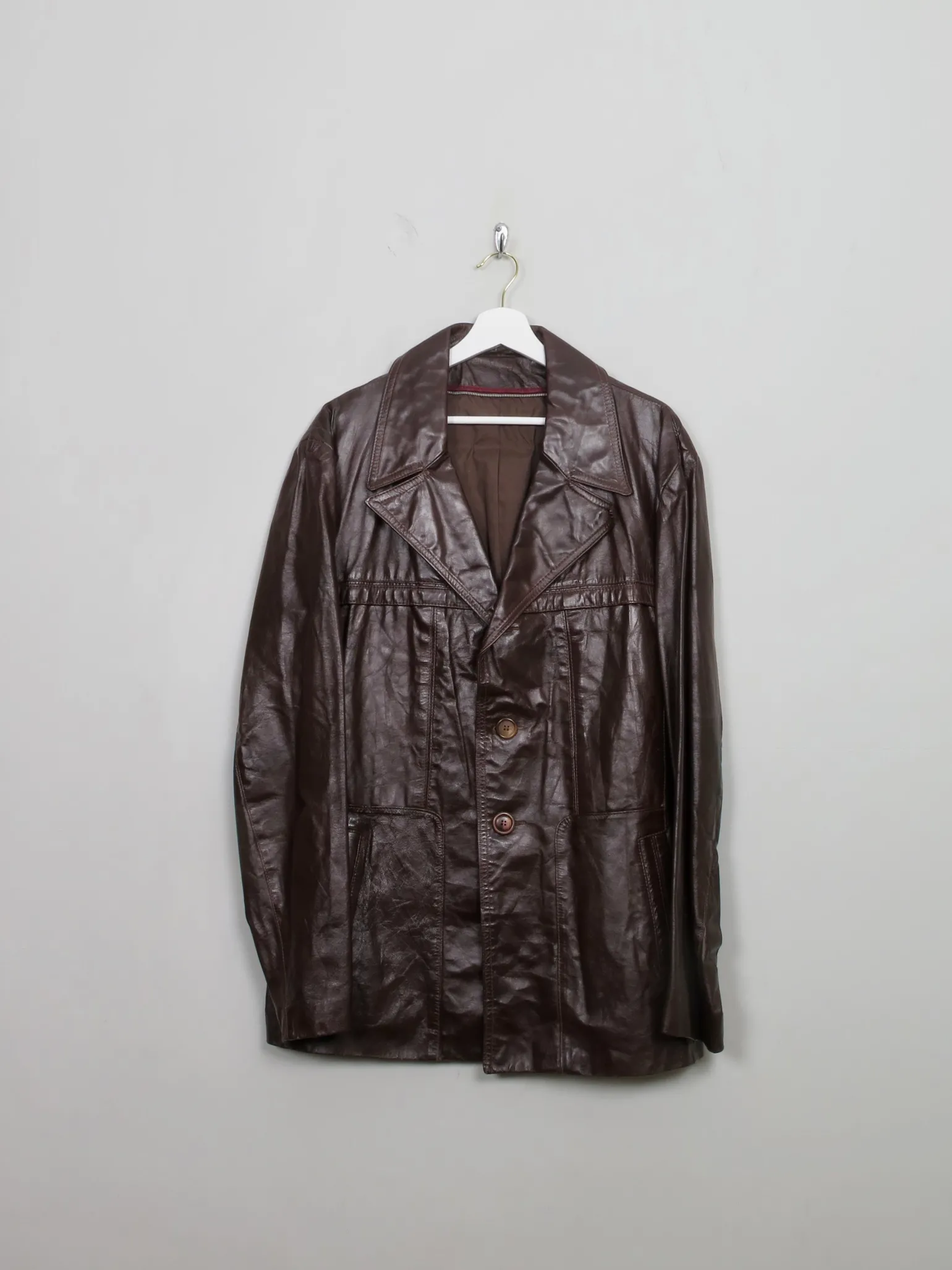 Men's Vintage Burgundy Leather Jacket L