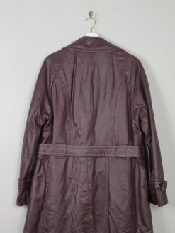 Men's Vintage Burgundy Leather 3/4 Coat M