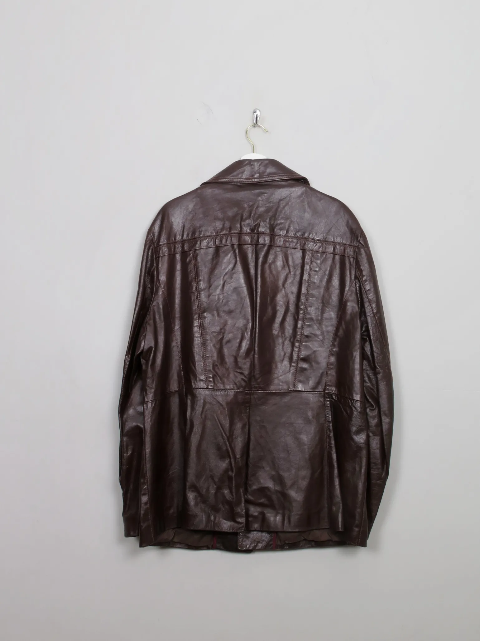 Men's Vintage Burgundy Leather Jacket L