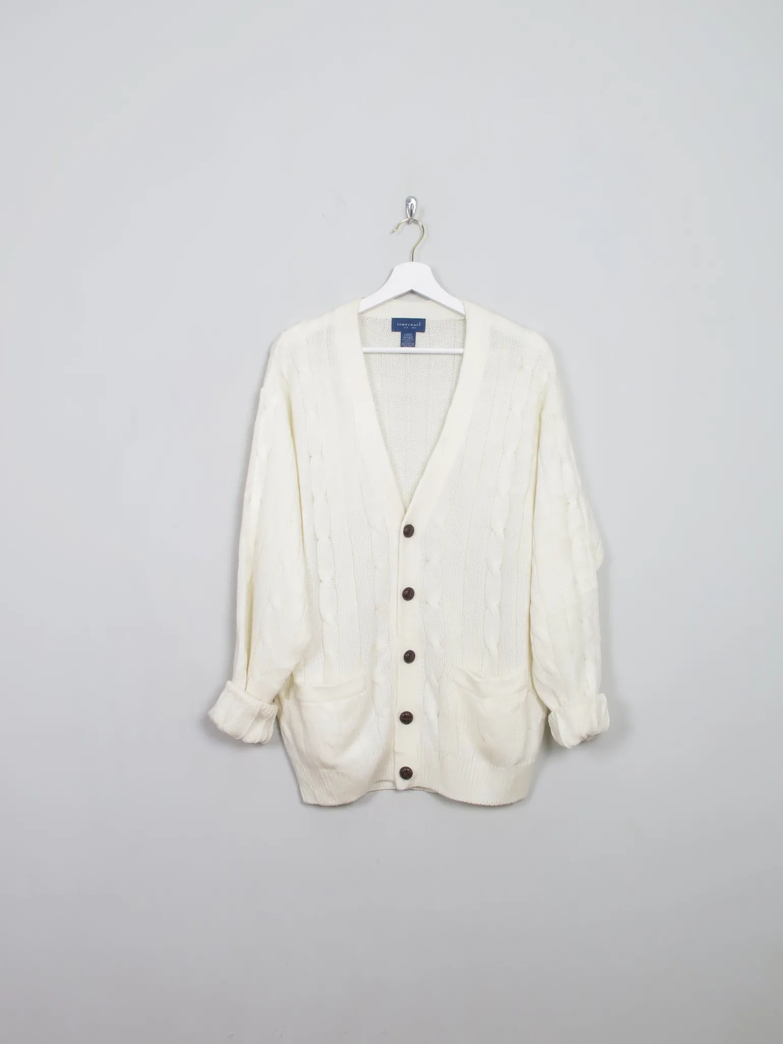 Men's Vintage Cable-Knit Cardigan L
