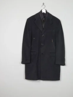 Mens Vintage Cashmere & Wool Black 3/4 Crombie Style Coat 40"