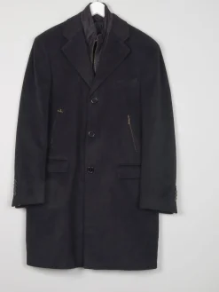 Mens Vintage Cashmere & Wool Black 3/4 Crombie Style Coat 40