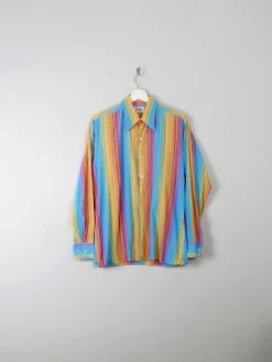 Men's Vintage Colourful Striped Shirt S