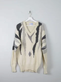 Men's Vintage Cream Shetland Wool Jumper M