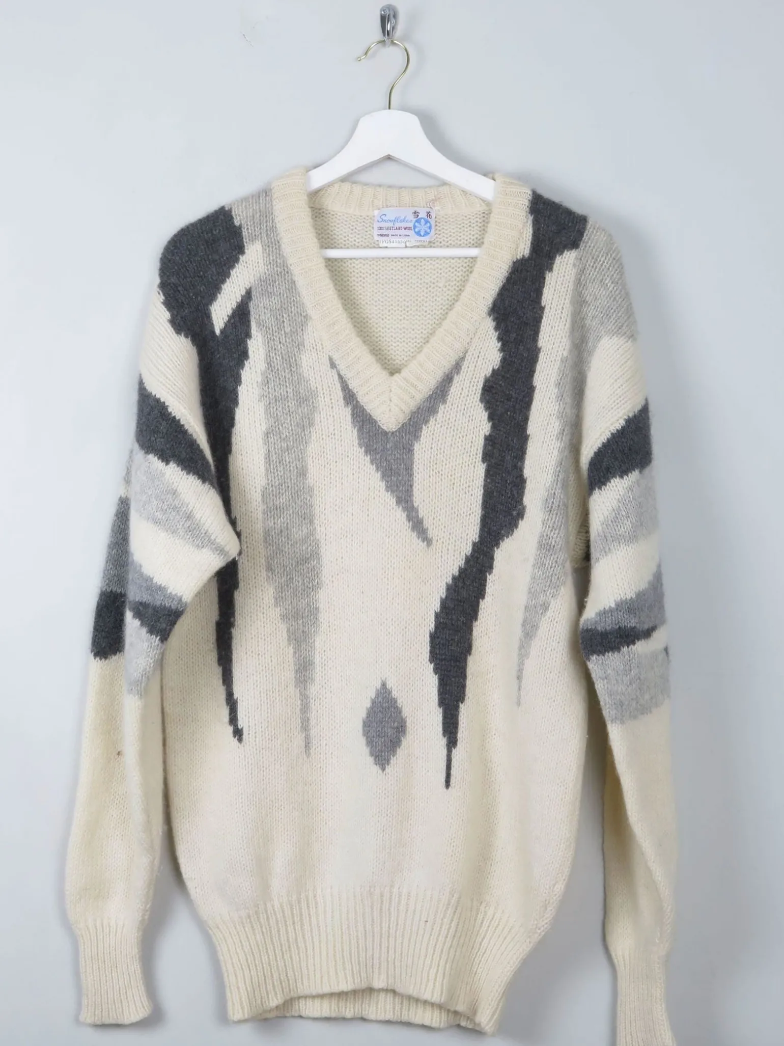 Men's Vintage Cream Shetland Wool Jumper M