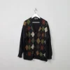 Men's Vintage Diamond Pattern Cardigan M/L