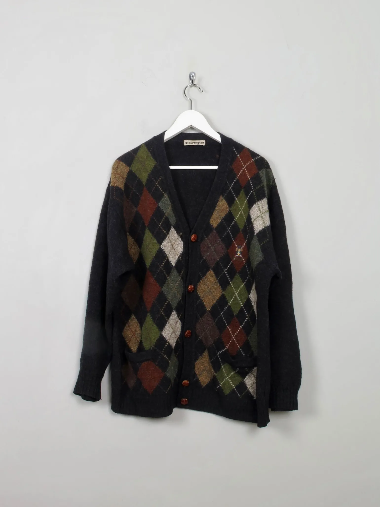 Men's Vintage Diamond Pattern Cardigan M/L