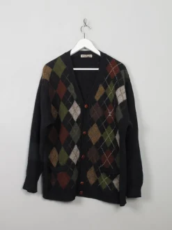 Men's Vintage Diamond Pattern Cardigan M/L