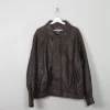 Men's Vintage Eddie Beaver Zip Leather Jacket Biker XL