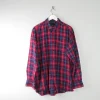 Men's Vintage Flannel Shirt Red & Navy L/XL