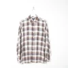 Men's Vintage Flannel Shirt Cream &  Brown S